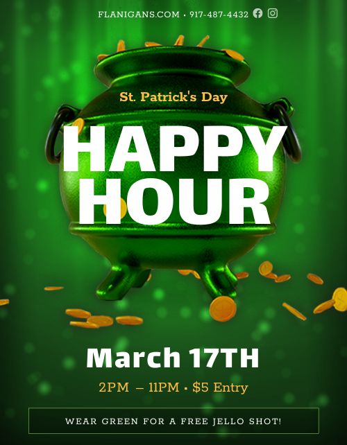 St Patricks Happy Hour Flyer