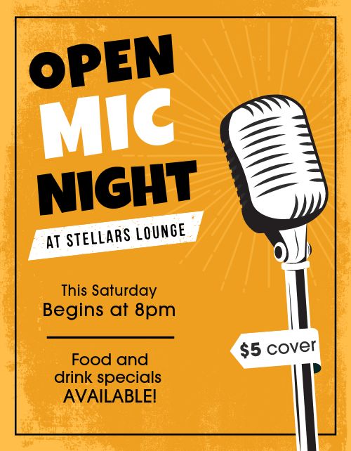 Open Mic Night Sign Template by MustHaveMenus