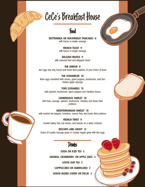 Breakfast House Menu Design Template by MustHaveMenus