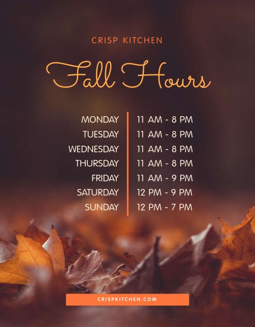 Leafy Fall Hours Flyer page 1 preview