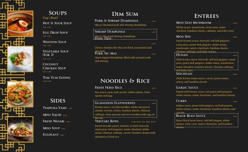 Black and Gold Chinese Takeout Menu