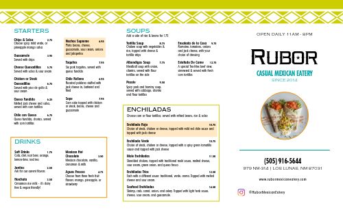 Innovative Mexican Takeout Menu page 1 preview