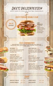 Wood Delicatessen Deli Menu Design Template By MustHaveMenus