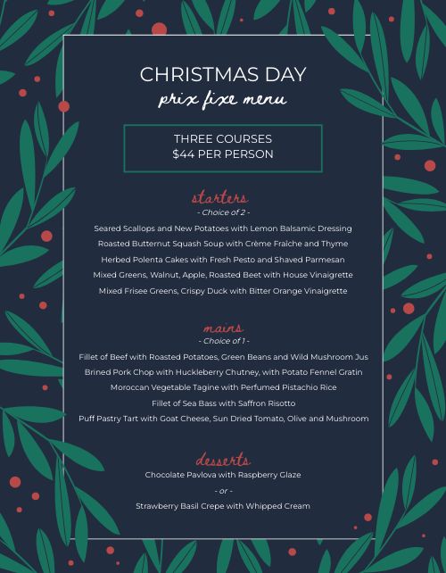 Christmas Day Menu page 1 preview