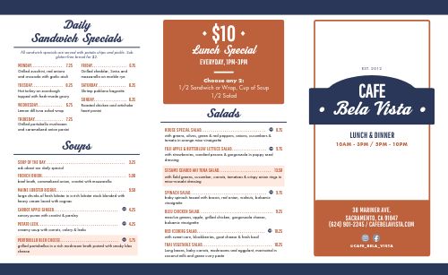 Charming Americana Cafe Takeout Menu page 1 preview