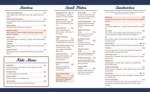 Charming Americana Cafe Takeout Menu page 2 preview