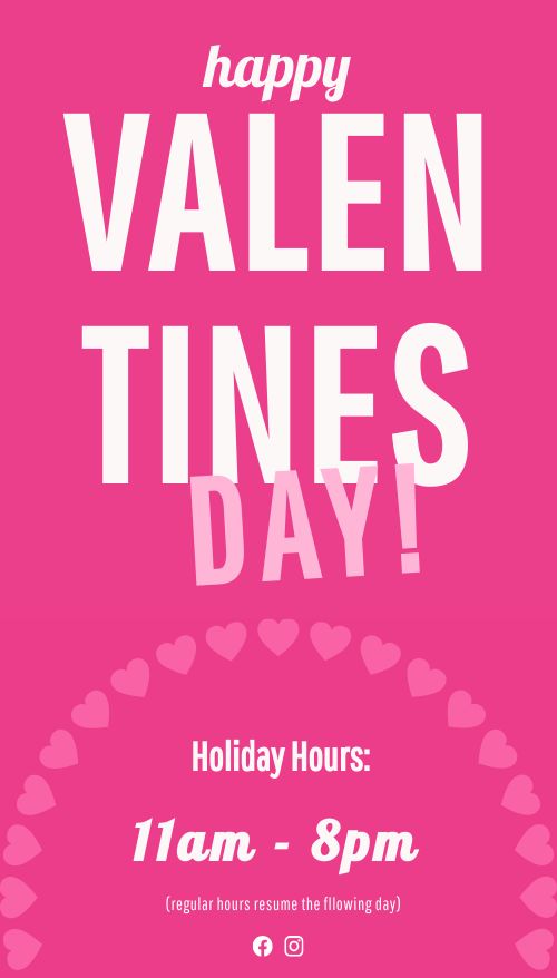 Pink Valentines Day Hours Digital Board