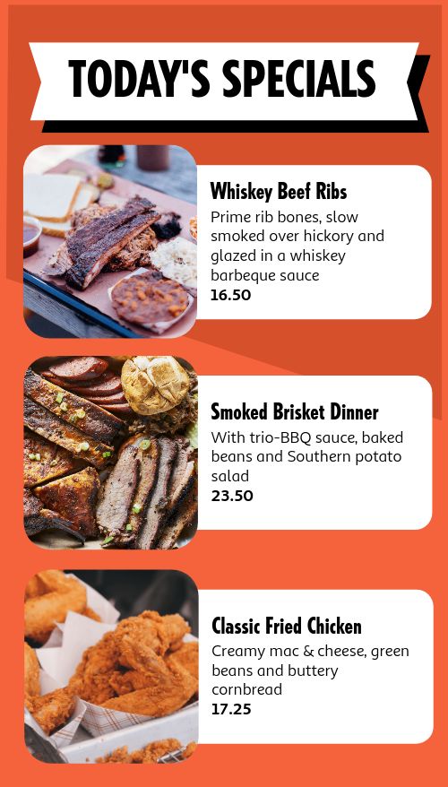 Today's BBQ Specials Digital Board