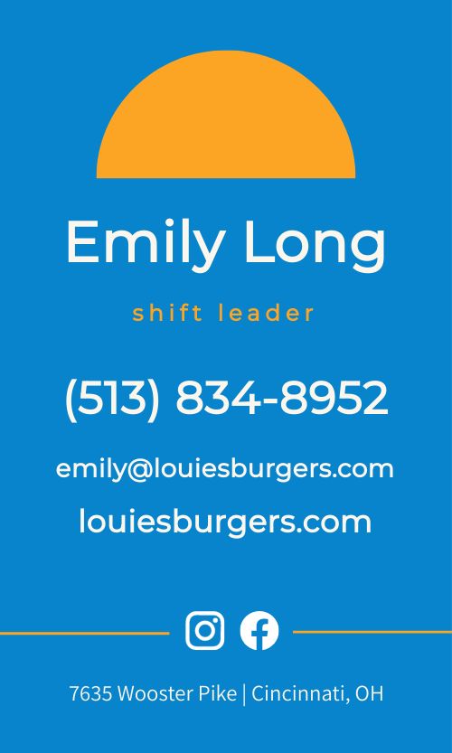 Blue Burger Business Card