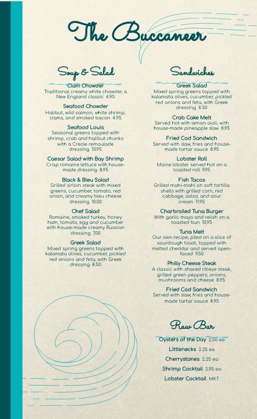 Simple Blue Seafood Menu page 1 preview