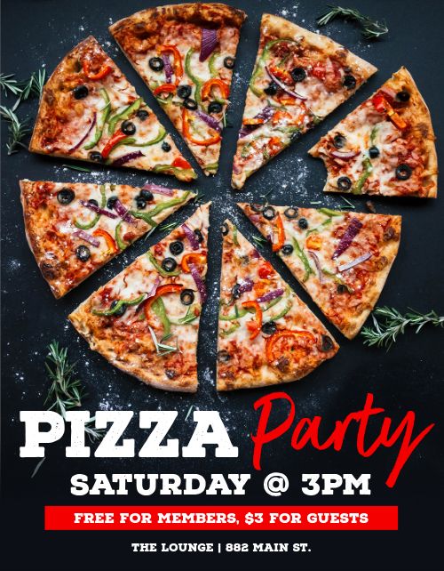 Pizza Party Flyer Template by MustHaveMenus