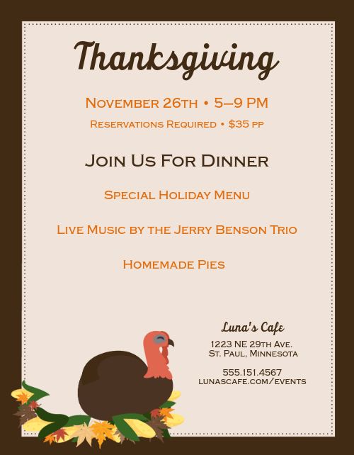 Thanksgiving Restaurant Flyer