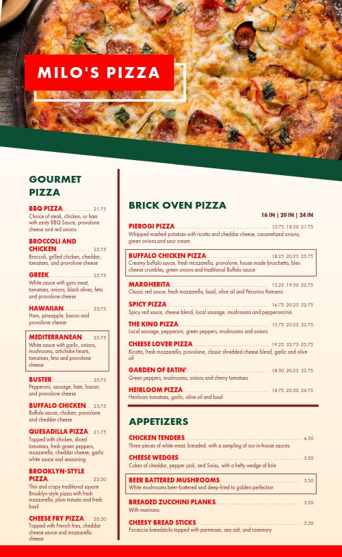 Professional Ombre Pizzeria Menu page 1 preview