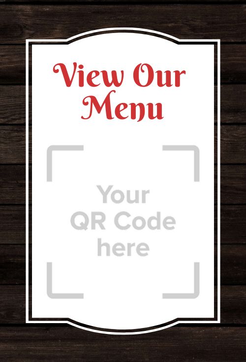 Menu QR Code Table Sign