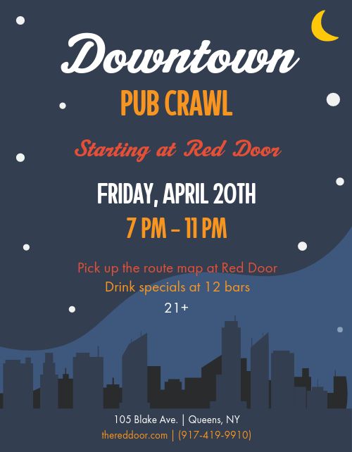 Downtown Pub Crawl Flyer Template by MustHaveMenus