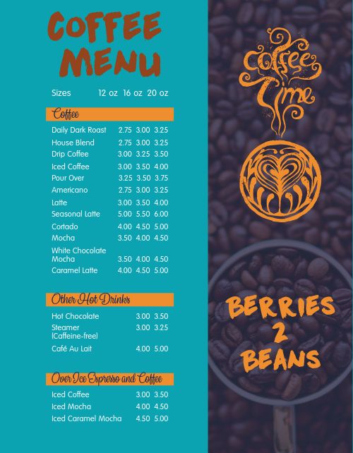 Hot Coffee Menu