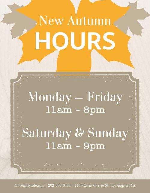 Hours Signage Template by MustHaveMenus