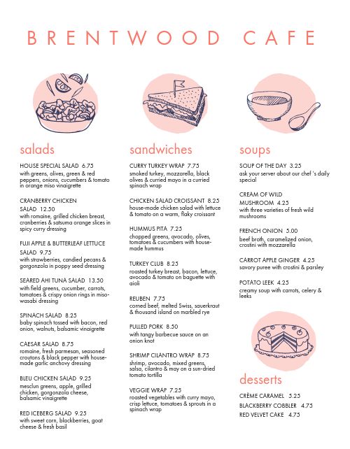 Pink Splash Cafe Menu Design Template by MustHaveMenus