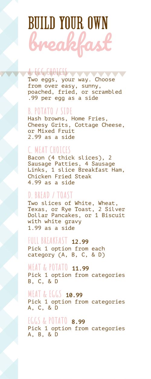 Baby Blue Breakfast Half Page Menu page 1 preview