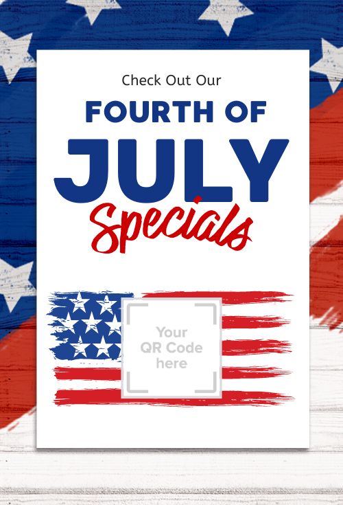4th of July Specials Table Tent