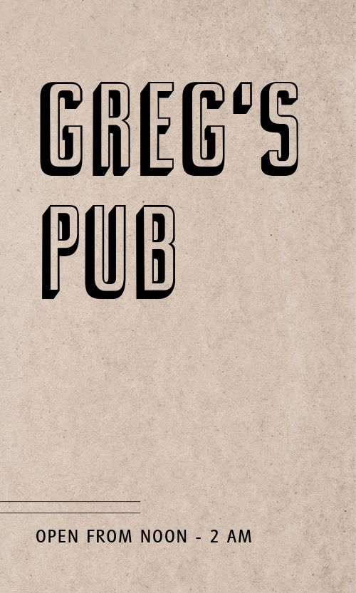 Basic Pub Business Card page 1 preview