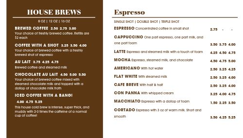 Minimalist Coffee Digital Menu Board page 1 preview