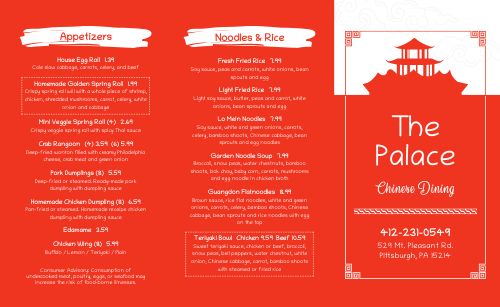 Simple Red Chinese Takeout Menu page 1 preview