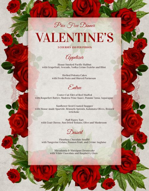 Valentines Rose Petal Menu Design Template by MustHaveMenus