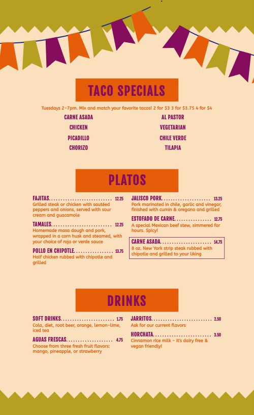 Colorful Taco House Menu Design Template By Musthavemenus