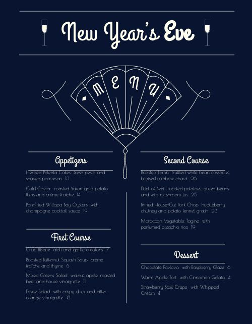 Navy New Years Menu page 1 preview