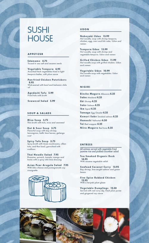 Japanese Sushi Rolls Menu page 1 preview