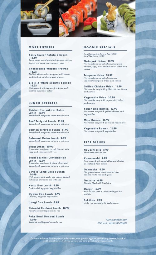 Japanese Sushi Rolls Menu page 2 preview