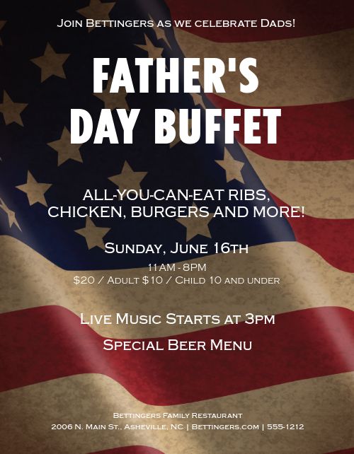 Fathers Day Restaurant Flyer Template by MustHaveMenus