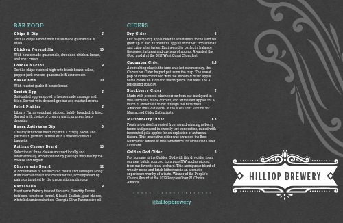 Brewery Folded Menu Example page 1 preview
