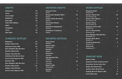 Brewery Folded Menu Example page 2 preview