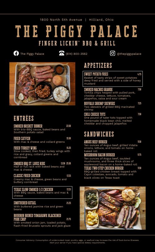 Southern Platter BBQ Menu Design Template by MustHaveMenus