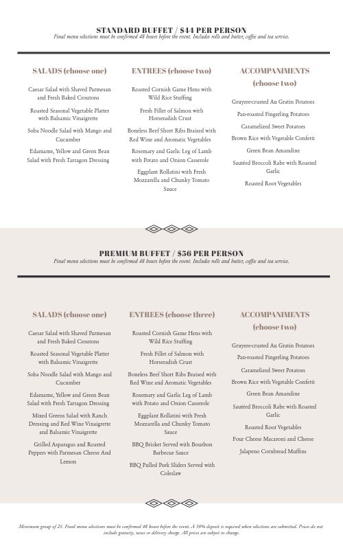 Modern Catering Menu