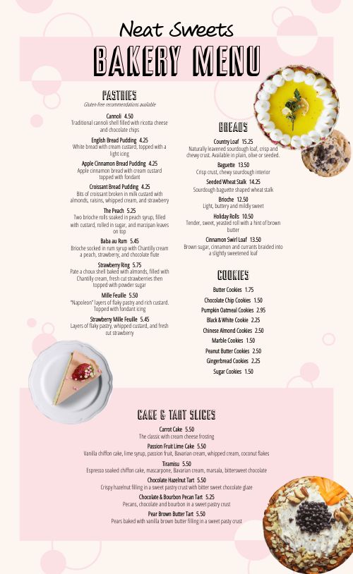 Sweets Bubbles Bakery Menu Design Template by MustHaveMenus