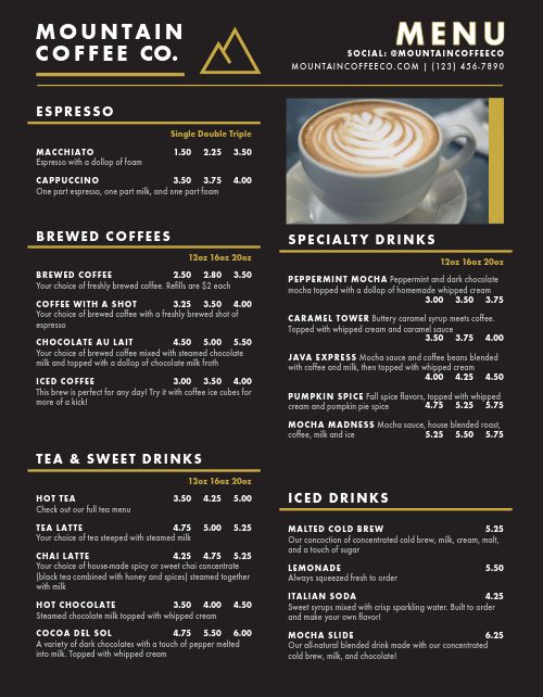 Coffee Food Cart Menu Design Template by MustHaveMenus