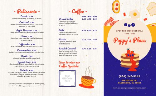 Artistic Breakfast Takeout Menu page 1 preview
