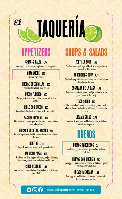 Beige Mexican Menu page 1 preview
