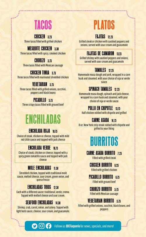 Beige Mexican Menu page 2 preview