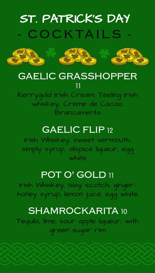 Vertical Simple Celtic St Patricks Day Menu Screen