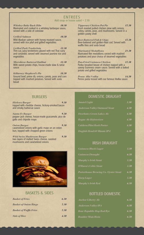 Sample Irish Menu Design Template by MustHaveMenus