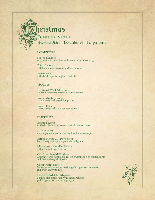 Victorian Christmas Menu Design Template by MustHaveMenus