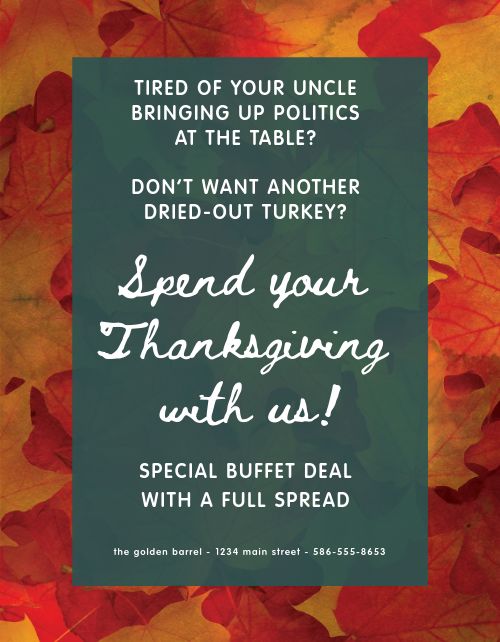 Thanksgiving Meal Flyer page 1 preview