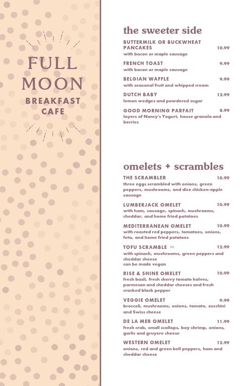 Speckled Breakfast Tabloid Menu page 1 preview