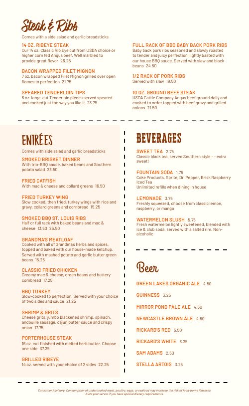 Trendy BBQ Menu Design Template by MustHaveMenus