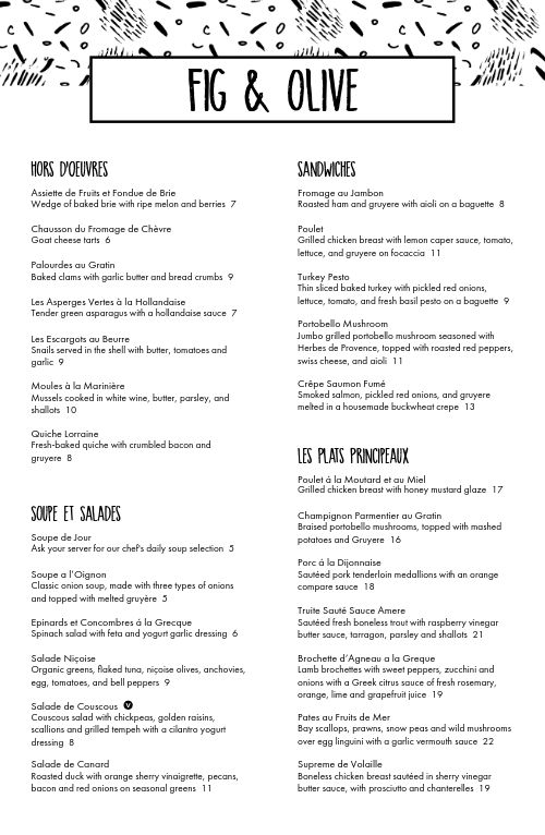 Black and White French Cafe Tabloid Menu