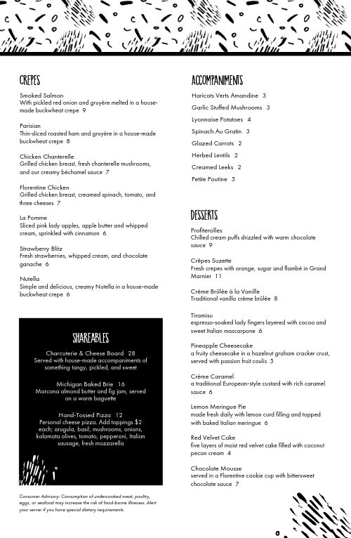 Black and White French Cafe Tabloid Menu page 2 preview